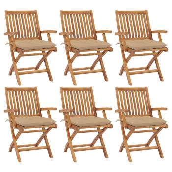 ARDEBO.de - Klappbare Gartenstühle mit Kissen 6 Stk. Massivholz Teak