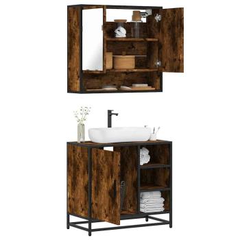 ARDEBO.de - 2-tlg. Badmöbel-Set Räuchereiche Holzwerkstoff