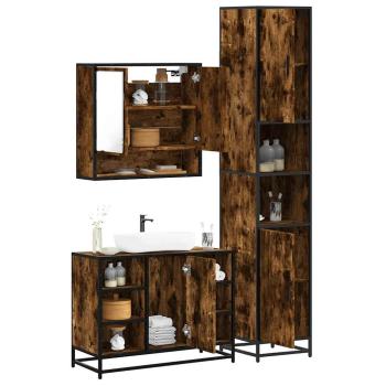 ARDEBO.de - 3-tlg. Badmöbel-Set Räuchereiche Holzwerkstoff