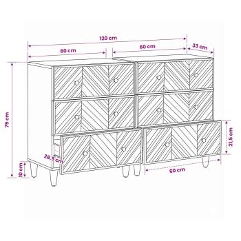 Stauraumschränke 2 pcs Braun 60 x 33,5 x 75 cm Massivholz Mango