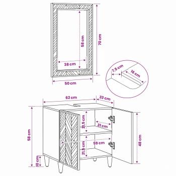 Badezimmerschrank-Set Wandmontiert 2 pcs Massivholz Mango
