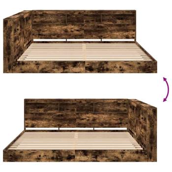 Bücherregal-Bett Räuchereiche 180 x 200 cm Holzwerkstoff
