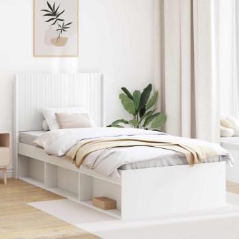 ARDEBO.de - Bettgestell mit Stauraum und Kopfteil Weiß 75 x 190 cm