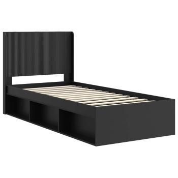 Bettgestell mit Stauraum und Kopfteil Schwarz 75 x 190 cm