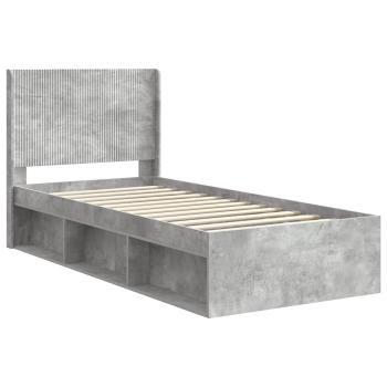 Bettgestell mit Stauraum und Kopfteil Betongrau 75 x 190 cm