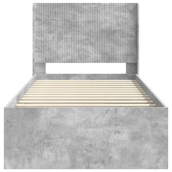 Bettgestell mit Stauraum und Kopfteil Betongrau 75 x 190 cm