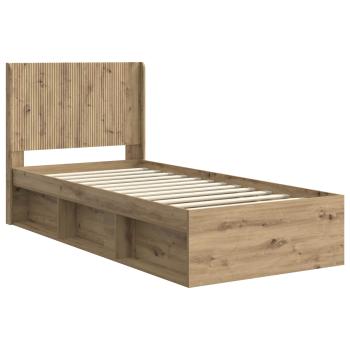 Bettgestell mit Stauraum und Kopfteil Artisan-Eiche 75 x 190 cm