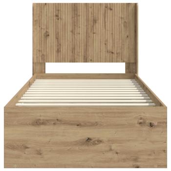 Bettgestell mit Stauraum und Kopfteil Artisan-Eiche 75 x 190 cm