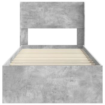 Bettgestell mit Stauraum und Kopfteil Betongrau 90 x 190 cm