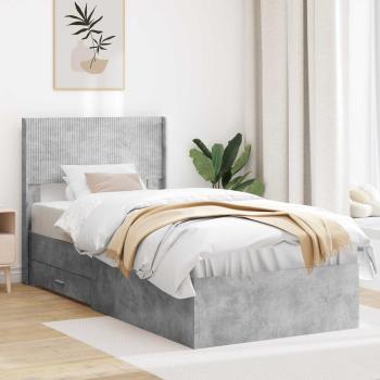 ARDEBO.de - Bettgestell mit Stauraum und Kopfteil Betongrau 100 x 200 cm