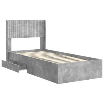 Bettgestell mit Stauraum und Kopfteil Betongrau 100 x 200 cm