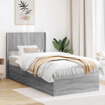 ARDEBO.de - Bettgestell mit Stauraum und Kopfteil Sonoma-Grau 100 x 200 cm