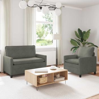 ARDEBO.de - Sofa Set 2 stk. Hellgrau Stoff