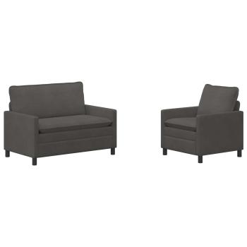 Sofa Set 2 stk. Dunkelgrau Stoff