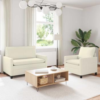 ARDEBO.de - Sofa Set 2 stk. Creme Stoff