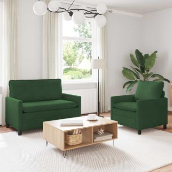 ARDEBO.de - Sofa Set 2 stk. Dschungelgrün Stoff