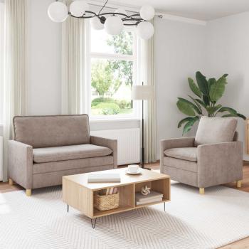 ARDEBO.de - Sofa Set 2 stk. Beige Polyester