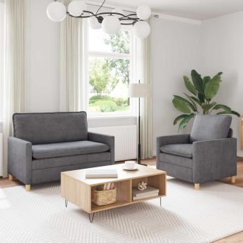 ARDEBO.de - Sofa Set 2 stk. Hellgrau Polyester