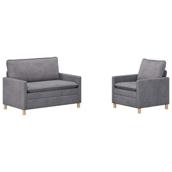 Sofa Set 2 stk. Hellgrau Polyester