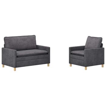 Sofa Set 2 stk. Dunkelgrau Polyester