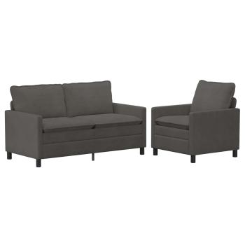 Sofa Set 2 stk. Dunkelgrau Stoff