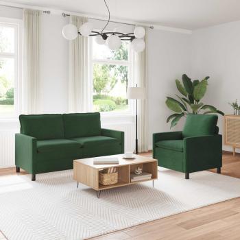 ARDEBO.de - Sofa Set 2 stk. Dschungelgrün Stoff