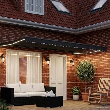 Manuelle Gelenkarmmarkise mit LEDs Anthrazit 4 x 2 m