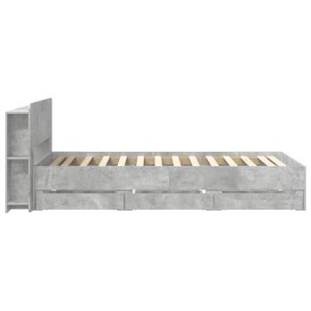 Bettgestell mit Stauraum und Kopfteil Betongrau 75 x 190 cm