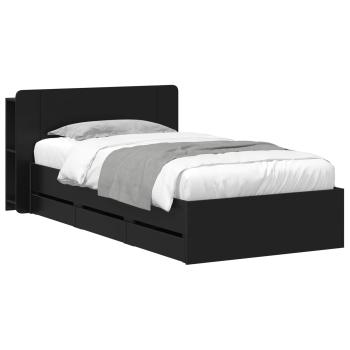 Bettgestell mit Stauraum Schwarz 90 x 190 cm Holzwerkstoff