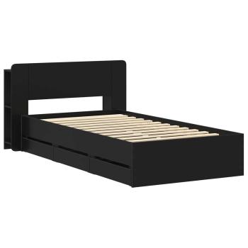 Bettgestell mit Stauraum Schwarz 90 x 190 cm Holzwerkstoff