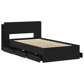 Bettgestell mit Stauraum Schwarz 90 x 190 cm Holzwerkstoff