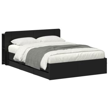 Bettgestell mit Stauraum und Kopfteil Schwarz 150 x 200 cm