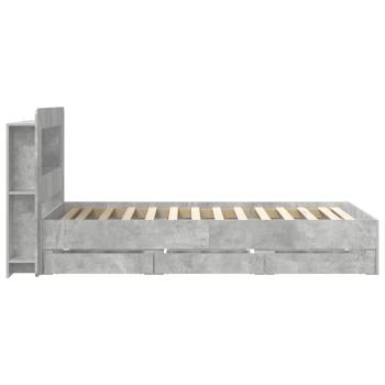 Bettgestell mit Stauraum und Kopfteil Betongrau 75 x 190 cm