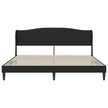 Bettrahmen mit Kopfteil Schwarz 200 x 200 cm Samt