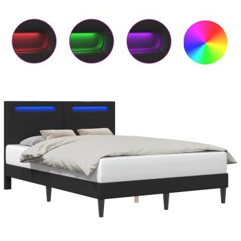 Bettrahmen mit LED-Lichtleisten Schwarz 120 x 190 cm Kunstleder