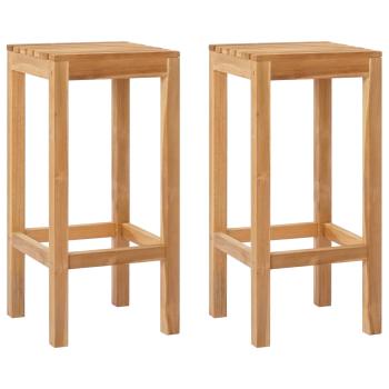 Barhocker 2 stk. Natur Massivholz Teak