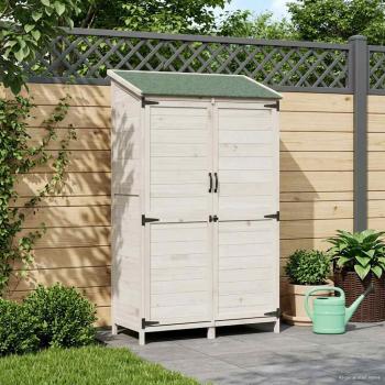 ARDEBO.de - Gartenschuppen Weiß 106 x 56 x 176,5 cm Massivholz aus Fichte