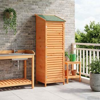 ARDEBO.de - Gartenschuppen Braun 59 x 56 x 176 cm Massivholz aus Fichte