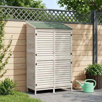 ARDEBO.de - Gartenschuppen Weiß 106 x 56 x 176,5 cm Massivholz aus Fichte