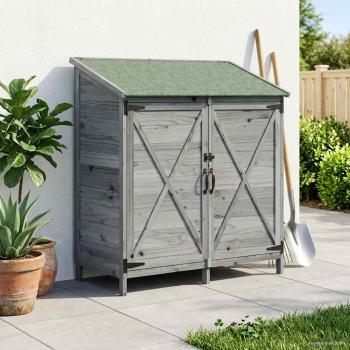 Gartenschuppen Grau 106 x 56 x 113,5 cm Massivholz aus Fichte
