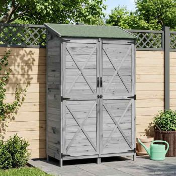 Gartenschuppen Grau 106 x 56 x 176,5 cm Massivholz aus Fichte