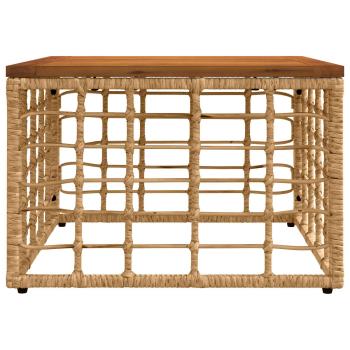 Gartentisch Natur 55 x 55 x 37 cm PE Rattan und Glas