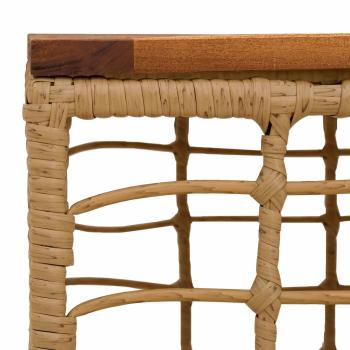 Gartentisch Natur 55 x 55 x 37 cm PE Rattan und Glas