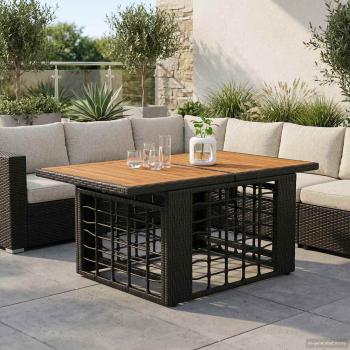 ARDEBO.de - Garten Lifting Up Tisch Schwarz und Natur 100 x 55 x 37 cm