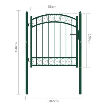 Zauntor EMMEN mit Bogenabschluss Stahl 100 x 86 cm Grün