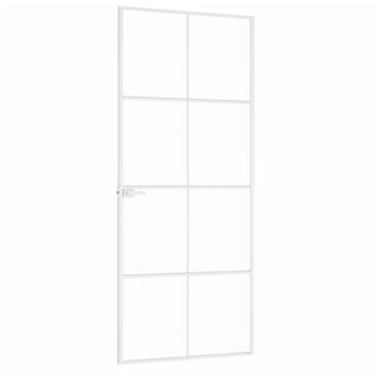 Innentür Weiß 83x201,5 cm Hartglas & Aluminium Schlank