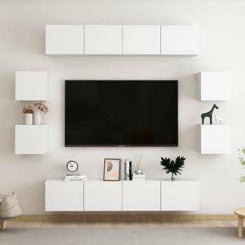 ARDEBO.de - 8-tlg. TV-Schrank-Set Weiß Holzwerkstoff