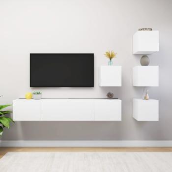ARDEBO.de - 6-tlg. TV-Schrank-Set Weiß Holzwerkstoff