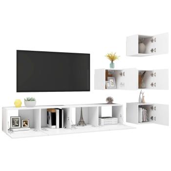 6-tlg. TV-Schrank-Set Weiß Holzwerkstoff