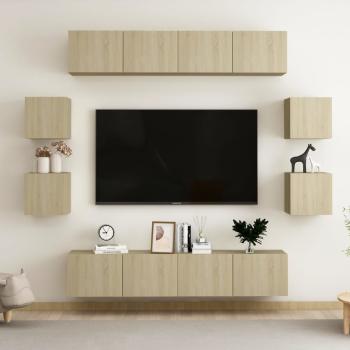 ARDEBO.de - 8-tlg. TV-Schrank-Set Sonoma-Eiche Holzwerkstoff